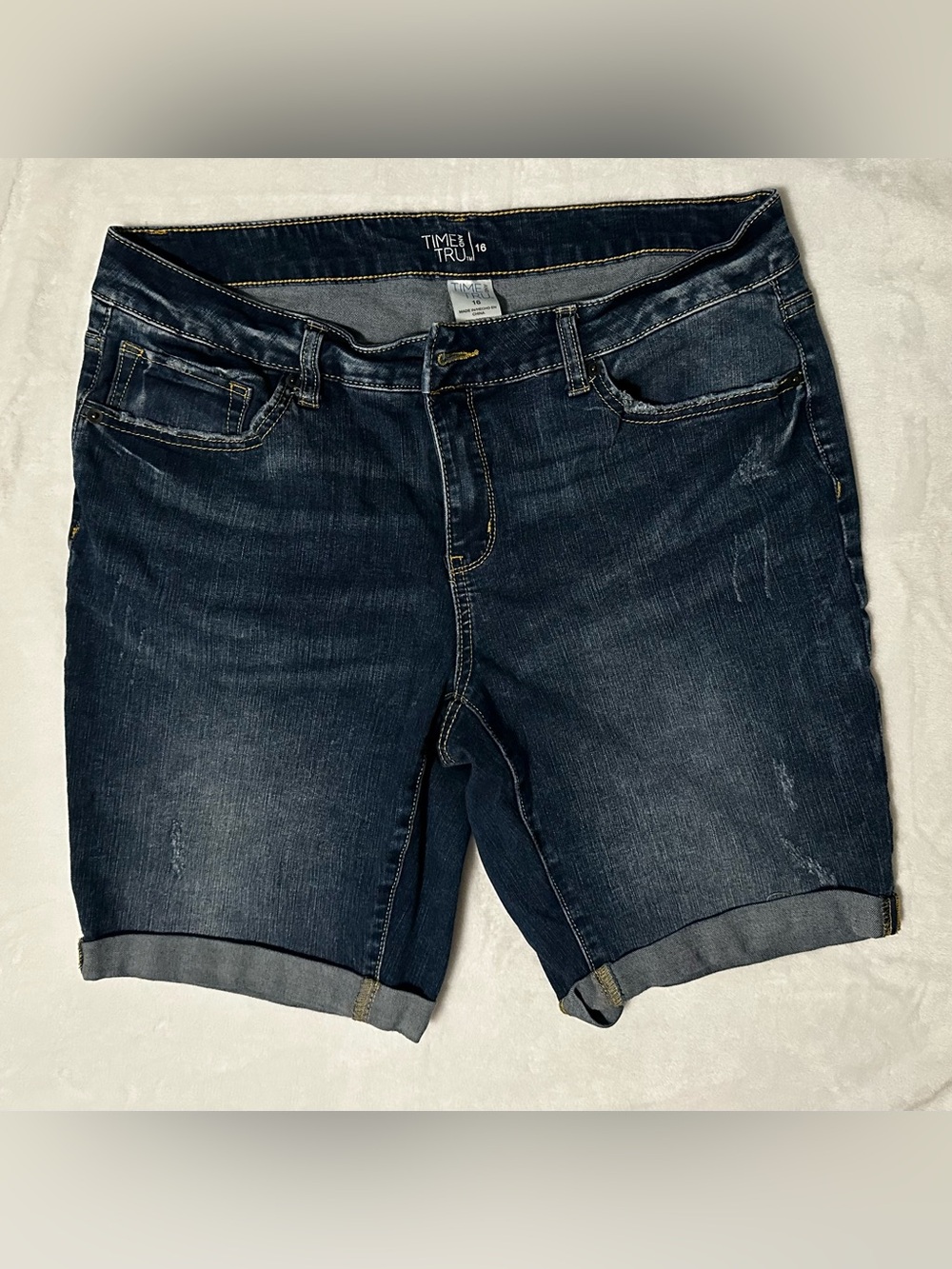 Size 16 Time and Tru Indigo Rolled-Hem Jean Shorts